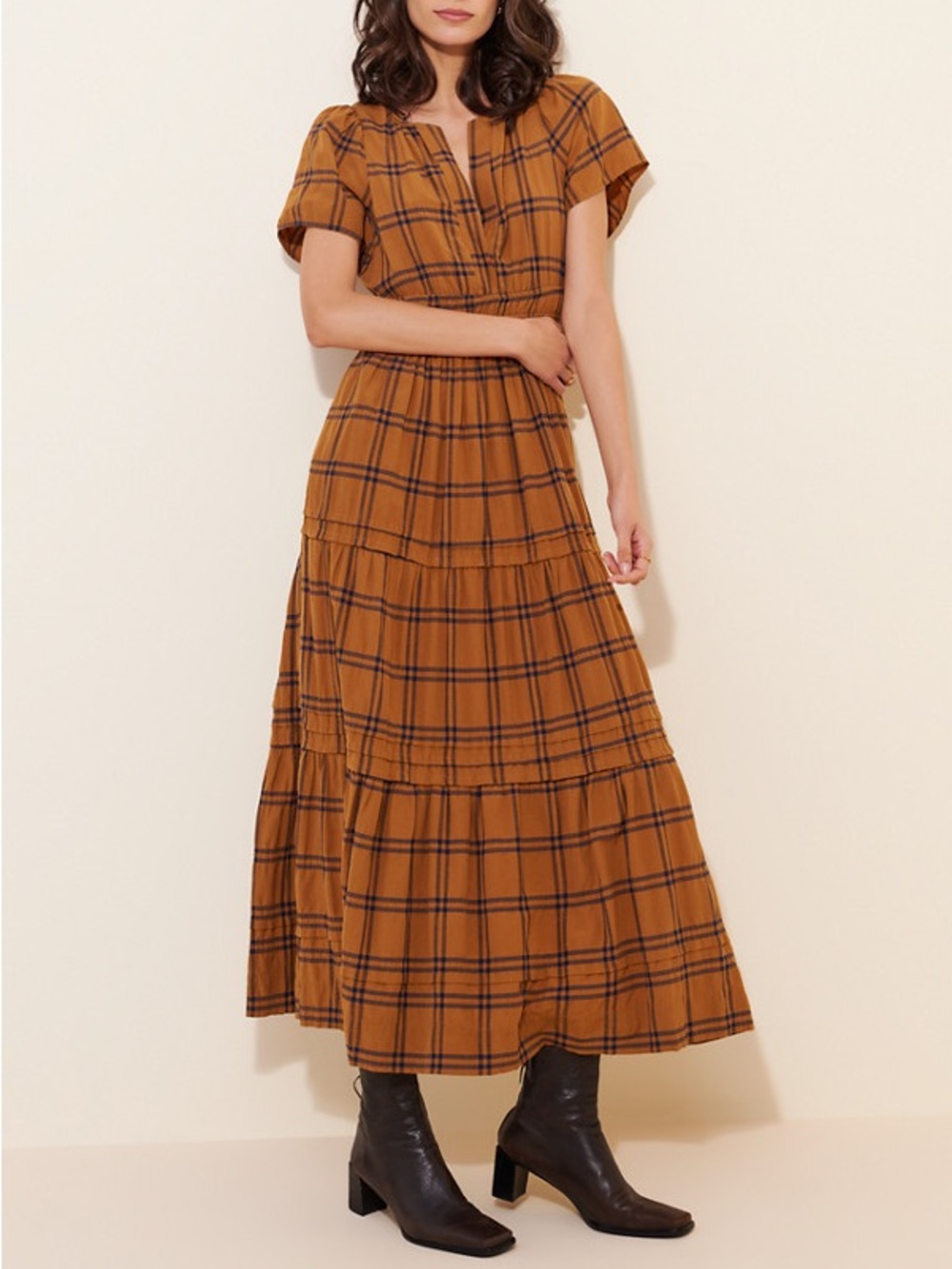 Anthropologie Maeve Somerset Plaid Maxi Dress Small Fall Wedding Guest